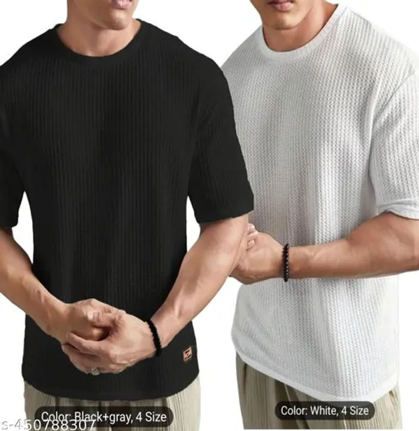 Black_And_White_Cotton_Blend_Premium_Stripes_Half_Sleeve_T_Shirt_For_Men