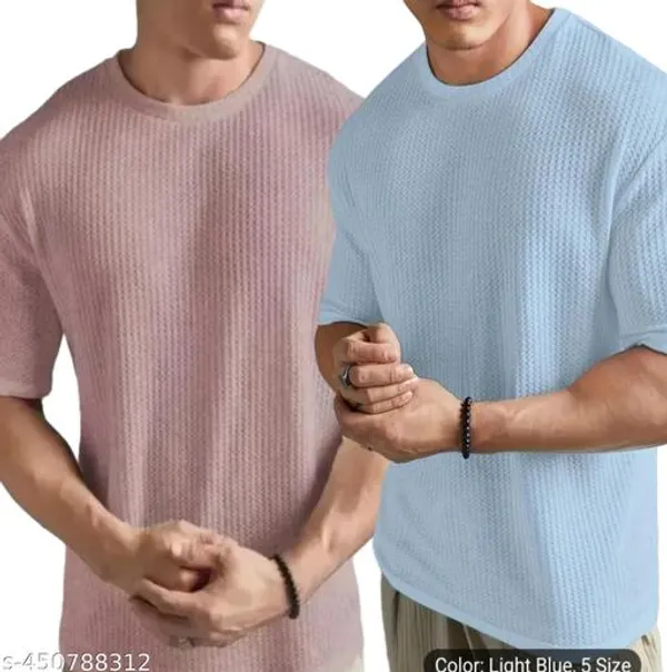 Pink_And_Sky_Blue_Cotton_Blend_Premium_Stripes_Half_Sleeve_T_Shirt_For_Men