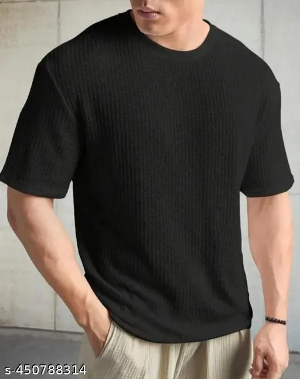 Black_Cotton_Blend_Premium_Stripes_Half_Sleeve_T_Shirt_For_Men