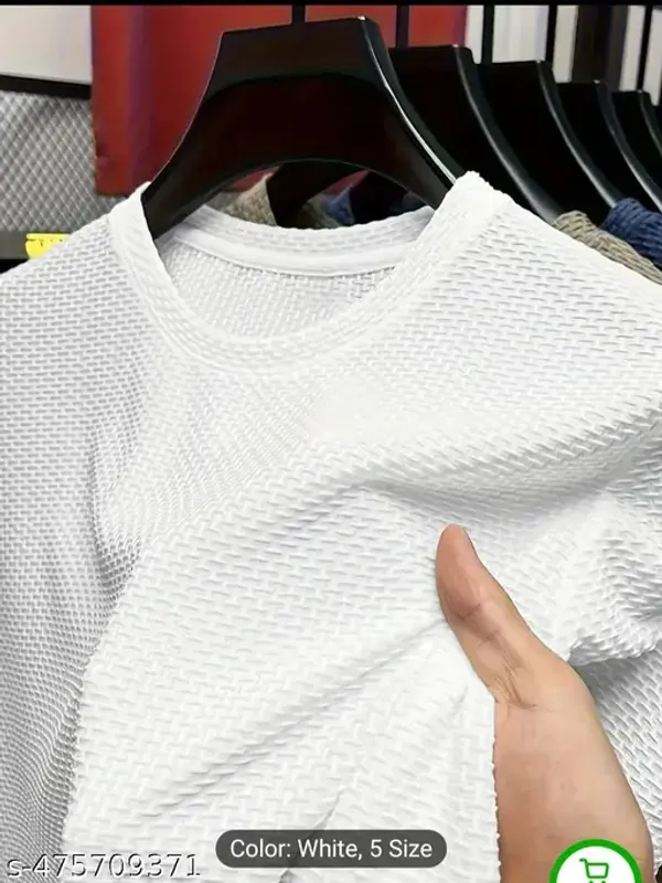 White_Cotton_Blend_Premium_Stripes_Half_Sleeve_T_Shirt_For_Men