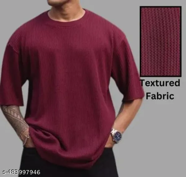Maroon_Cotton_Blend_Premium_Stripes_Half_Sleeve_T_Shirt_For_Men