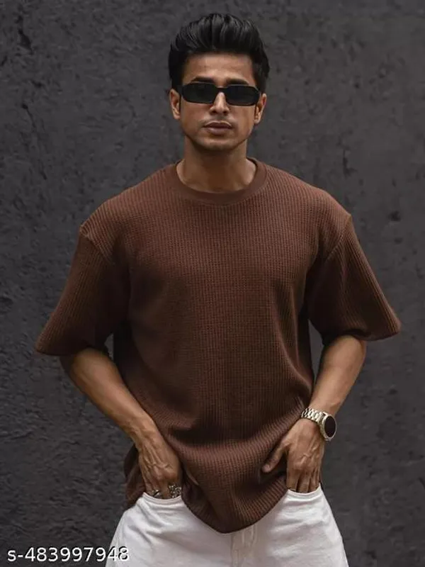 Brown_Cotton_Blend_Premium_Stripes_Half_Sleeve_T_Shirt_For_Men