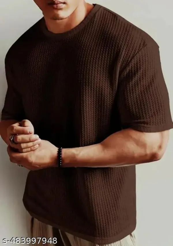 Brown_Cotton_Blend_Premium_Stripes_Half_Sleeve_T_Shirt_For_Men