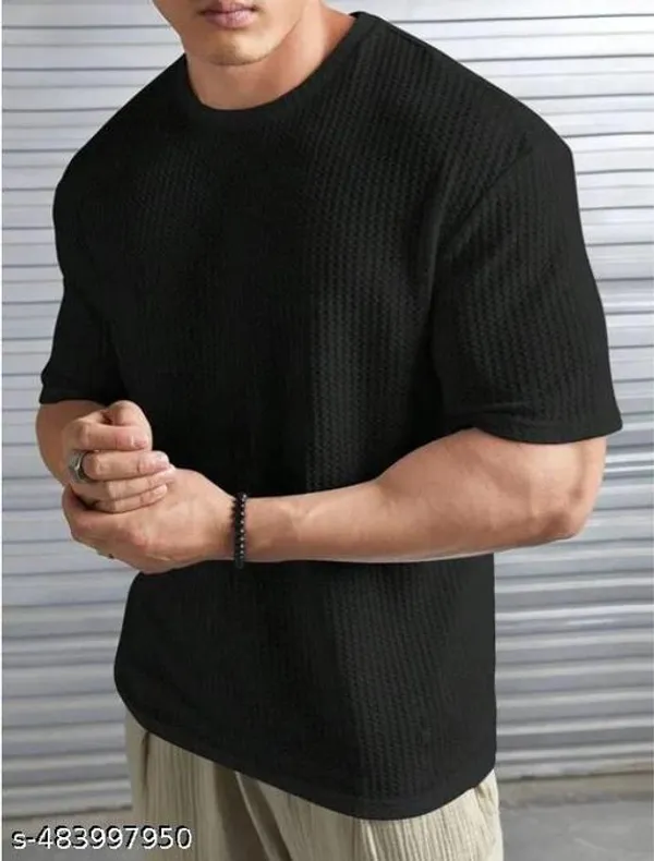 Black_Cotton_Blend_Premium_Stripes_Half_Sleeve_T_Shirt_For_Men
