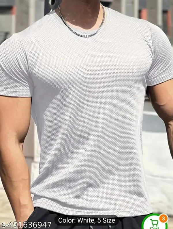 White_Cotton_Blend_Premium_Stripes_Half_Sleeve_T_Shirt_For_Men