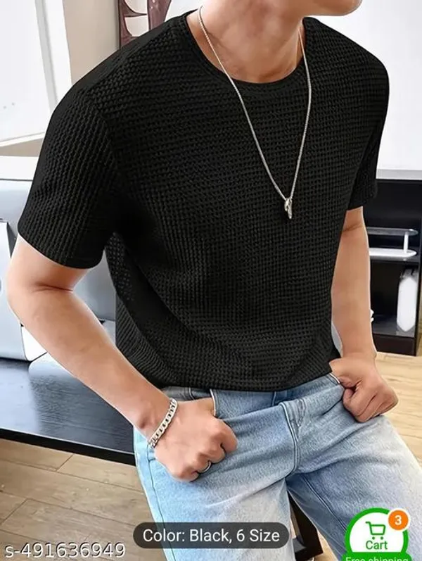 Black_Cotton_Blend_Premium_Stripes_Half_Sleeve_T_Shirt_For_Men