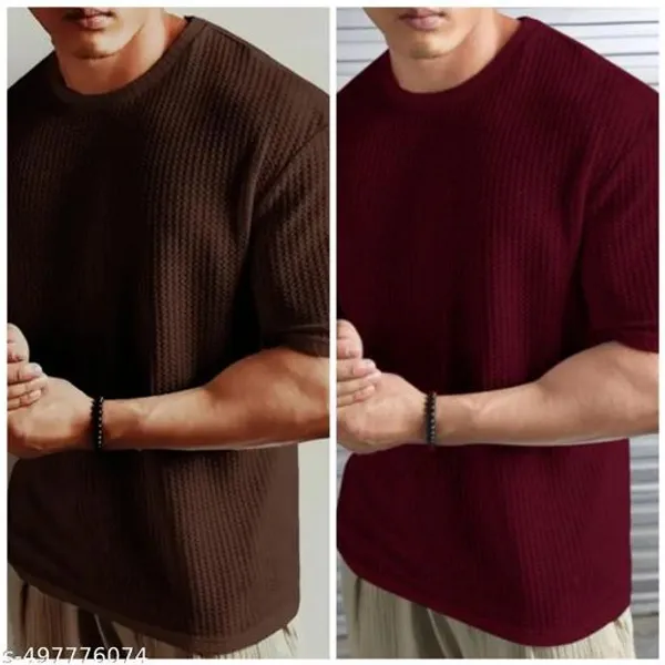 Brown_And_Maroon_Cotton_Blend_Premium_Stripes_Half_Sleeve_T_Shirt_For_Men