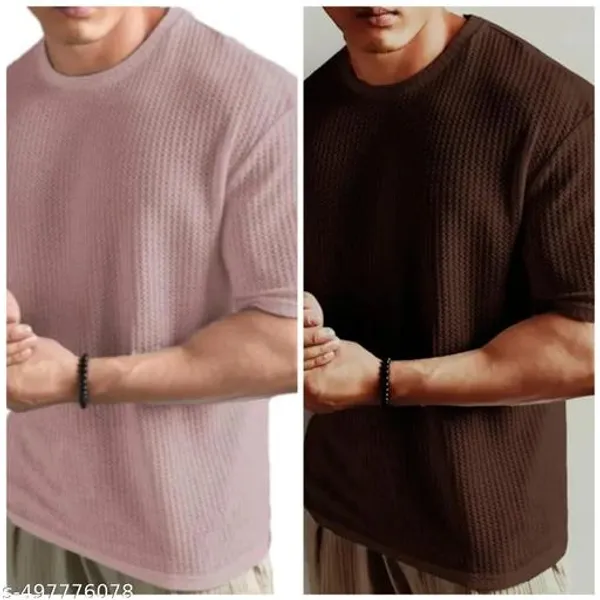 Pink_And_Maroon_Cotton_Blend_Premium_Stripes_Half_Sleeve_T_Shirt_For_Men