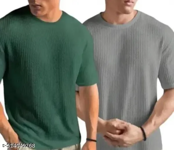 Green_And_Grey_Cotton_Blend_Premium_Stripes_Half_Sleeve_T_Shirt_For_Men