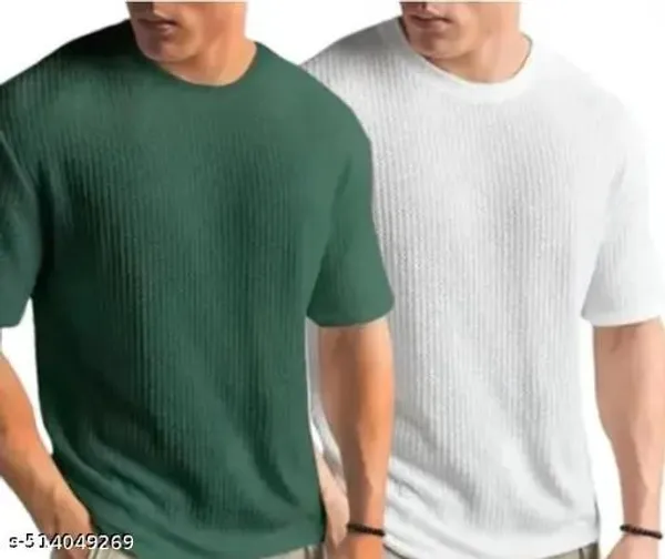 Green_And_White_Cotton_Blend_Premium_Stripes_Half_Sleeve_T_Shirt_For_Men
