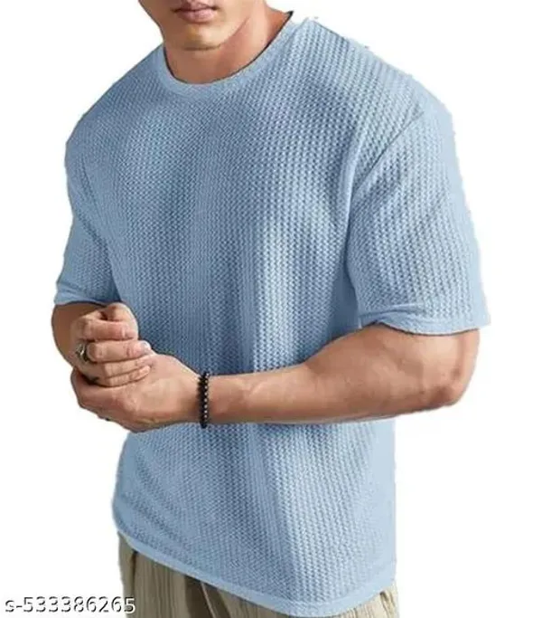 Sky_Blue_Cotton_Blend_Premium_T_Shirt_For_Men