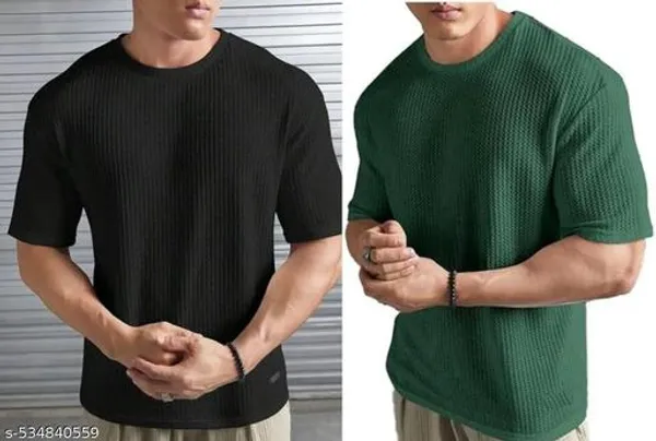 Black_And_Green_Cotton_Blend_Premium_T_Shirt_For_Men