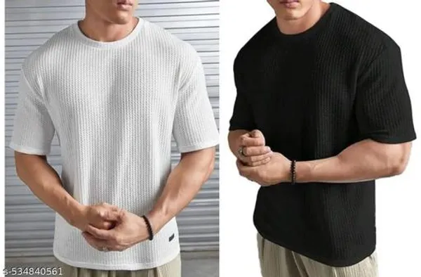 Black_And_White_Cotton_Blend_Premium_T_Shirt_For_Men