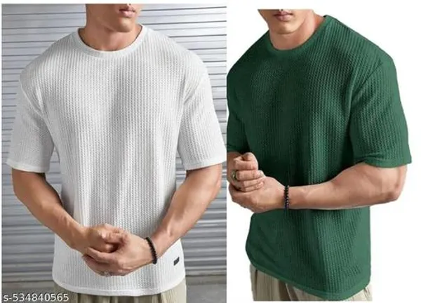 Green_And_White_Cotton_Blend_Premium_T_Shirt_For_Men