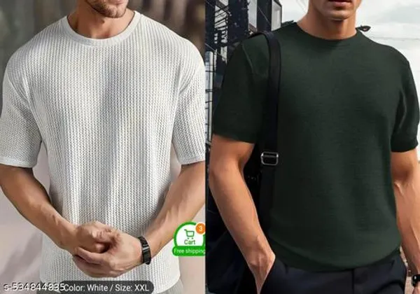 Green_And_White_Cotton_Blend_Premium_T_Shirt_For_Men