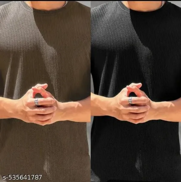 Grey_And_Black_Cotton_Blend_Premium_T_Shirt_For_Men