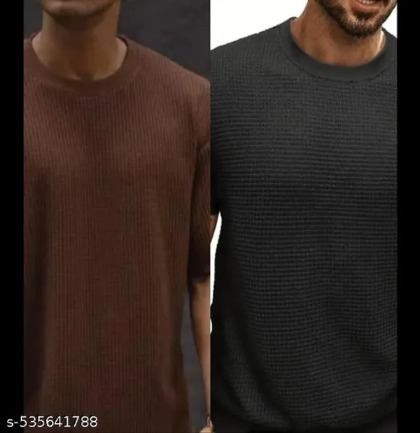 Brown_And_Black_Cotton_Blend_Premium_T_Shirt_For_Men