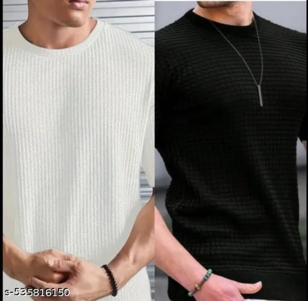 Black_And_White_Cotton_Blend_Premium_T_Shirt_For_Men
