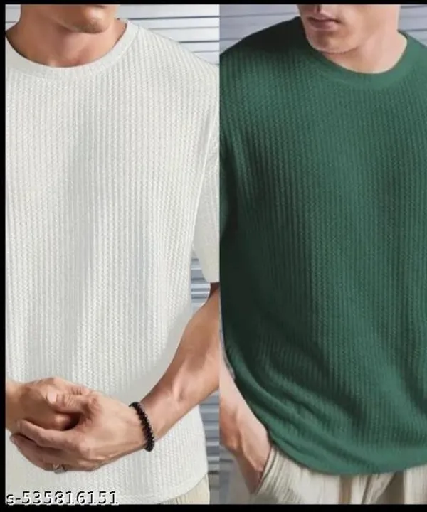 White_And_Green_Cotton_Blend_Premium_T_Shirt_For_Men