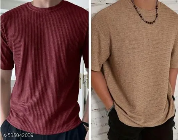 Maroon_And_Coffee_Cotton_Blend_Premium_T_Shirt_For_Men