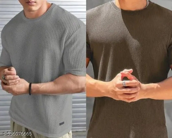 Grey_And_Brown_Cotton_Blend_Premium_T_Shirt_For_Men