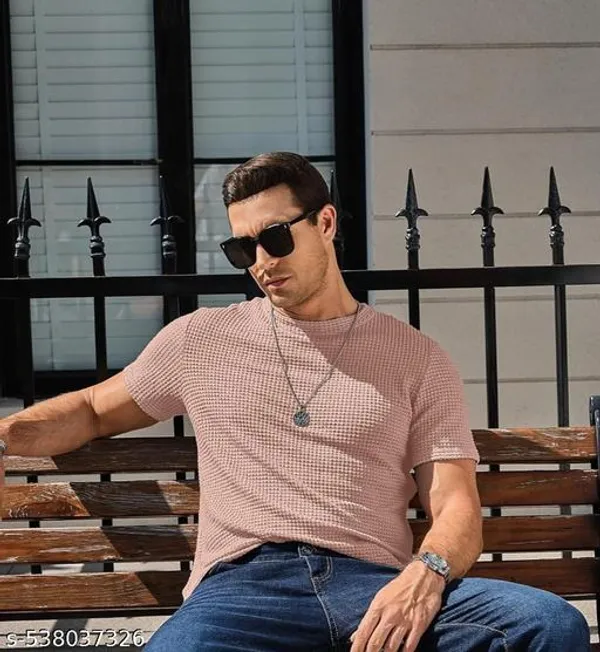 Peach_Cotton_Blend_Premium_T_Shirt_For_Men
