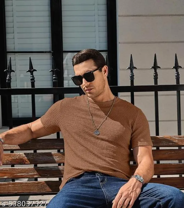 Brown_Cotton_Blend_Premium_T_Shirt_For_Men
