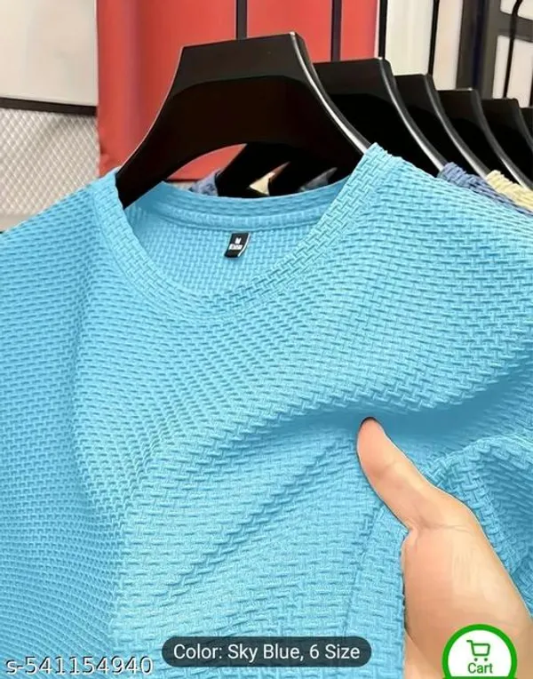 Sky_Blue_Cotton_Blend_Premium_T_Shirt_For_Men