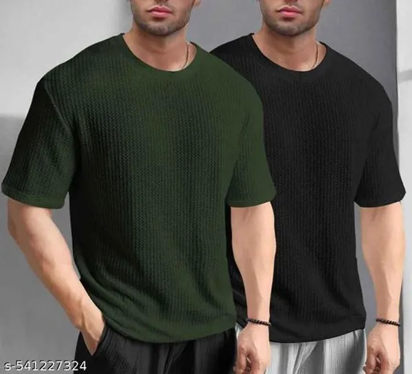 Green_And_Black_Cotton_Blend_Premium_T_Shirt_For_Men