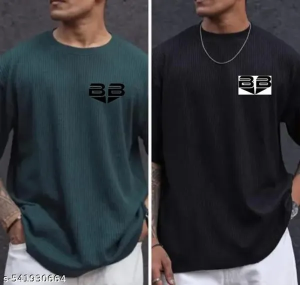 Green_And_Black_Cotton_Blend_Premium_T_Shirt_For_Men