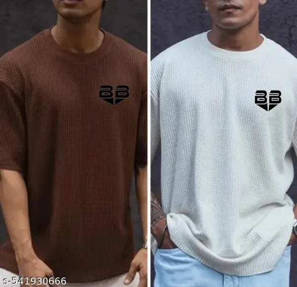 Brown_And_White_Cotton_Blend_Premium_T_Shirt_For_Men
