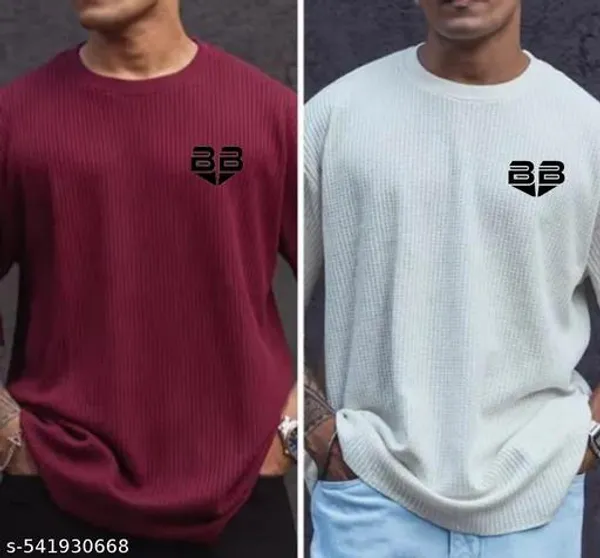 Maroon_And_White_Cotton_Blend_Premium_T_Shirt_For_Men
