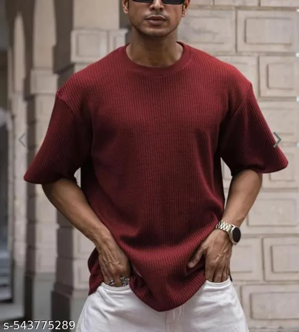 Maroon_Cotton_Blend_Premium_T_Shirt_For_Men