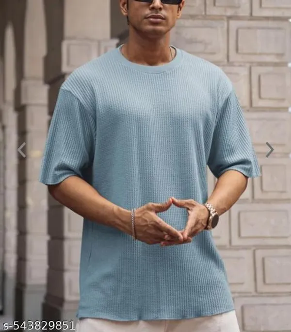 Sky_Blue_Cotton_Blend_Premium_T_Shirt_For_Men