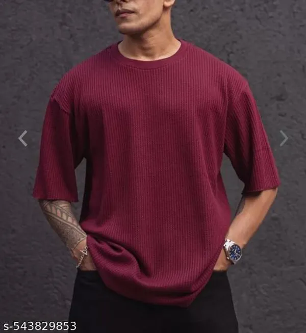 Maroon_Cotton_Blend_Premium_T_Shirt_For_Men