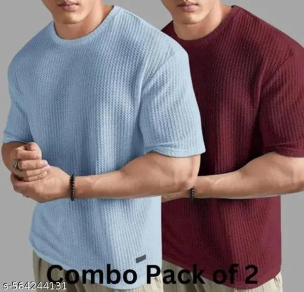 Sky_Blue_And_Maroon_Cotton_Blend_Premium_T_Shirt_For_Men