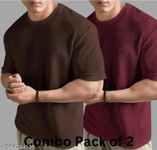 Brown_And_Maroon_Cotton_Blend_Premium_T_Shirt_For_Men