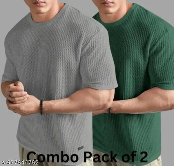 Grey_And_Green_Cotton_Blend_Premium_T_Shirt_For_Men