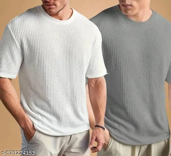 White_And_Grey_Cotton_Blend_Premium_T_Shirt_For_Men