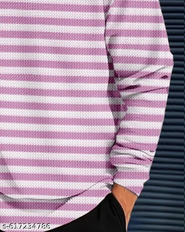 Pink_Cotton_Blend_Premium_Winter_Full_Waffle_T_Shirt_For_Men