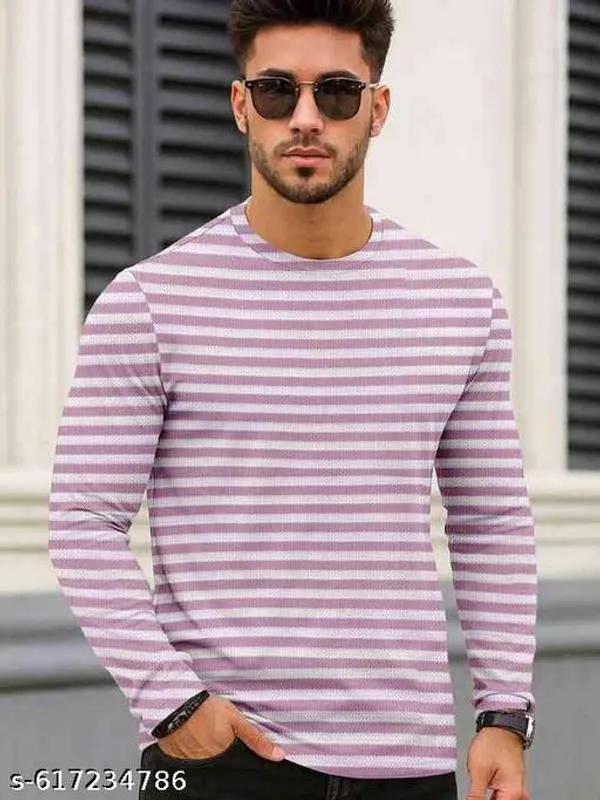 Pink_Cotton_Blend_Premium_Winter_Full_Waffle_T_Shirt_For_Men