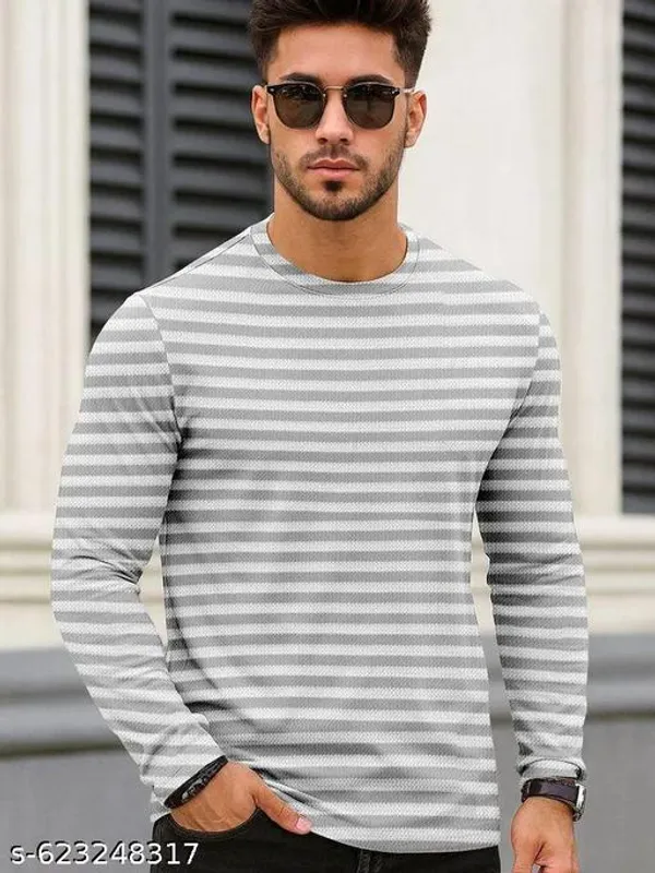 Pink_And_Green_Cotton_Blend_Premium_Winter_Full_Waffle_T_Shirt_For_Men
