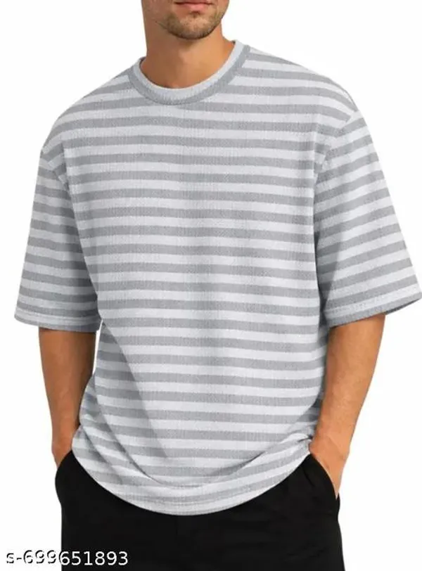 Grey_Cotton_Blend_Premium_Stripes_Half_Sleeve_T_Shirt_For_Men