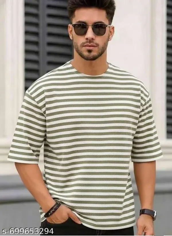 Multicolor_Cotton_Blend_Premium_Stripes_Half_Sleeve_T_Shirt_For_Men