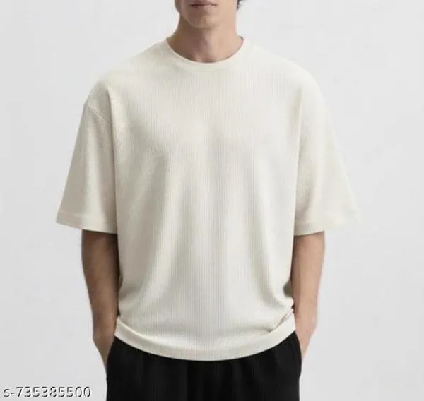 White_Cotton_Blend_Premium_Stripes_Half_Sleeve_T_Shirt_For_Men