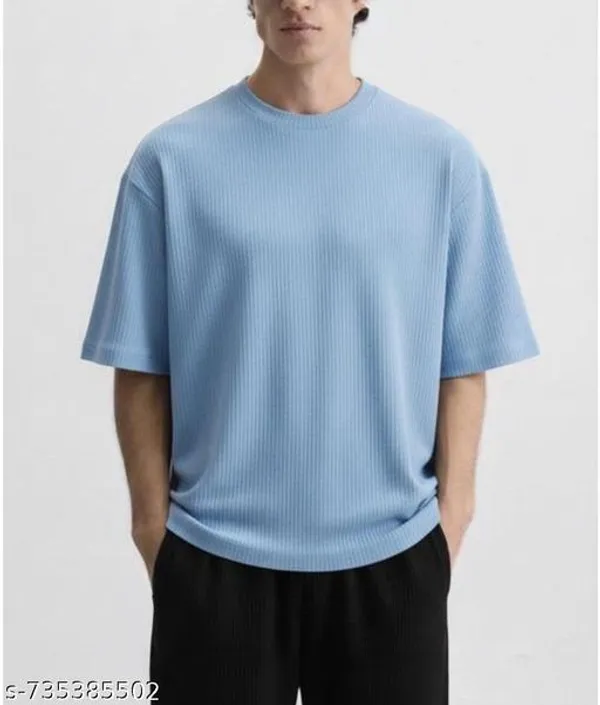 Sky_Blue_Cotton_Blend_Premium_Stripes_Half_Sleeve_T_Shirt_For_Men