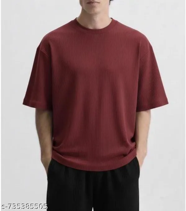 Maroon_Cotton_Blend_Premium_Stripes_Half_Sleeve_T_Shirt_For_Men