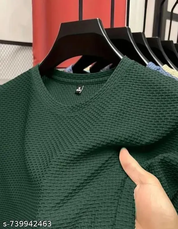 Green_Cotton_Blend_Premium_Stripes_Half_Sleeve_T_Shirt_For_Men