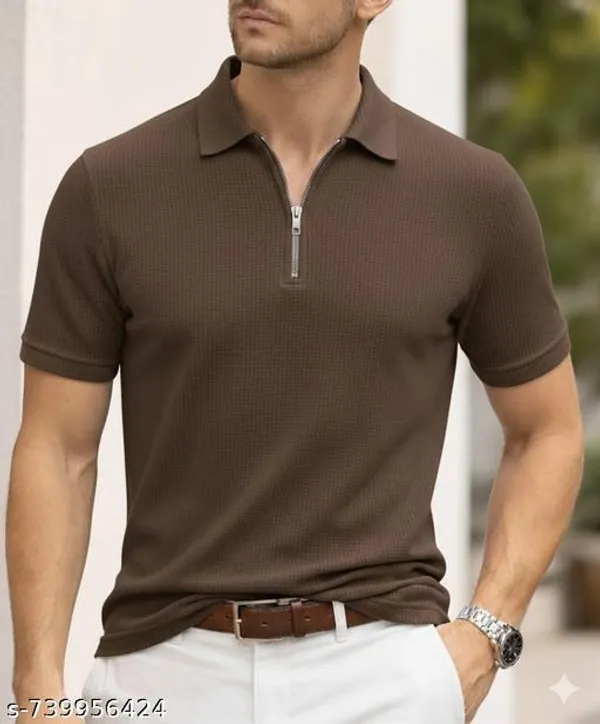 Coffee_Brown_Cotton_Blend_Premium_T_Shirt_For_Men