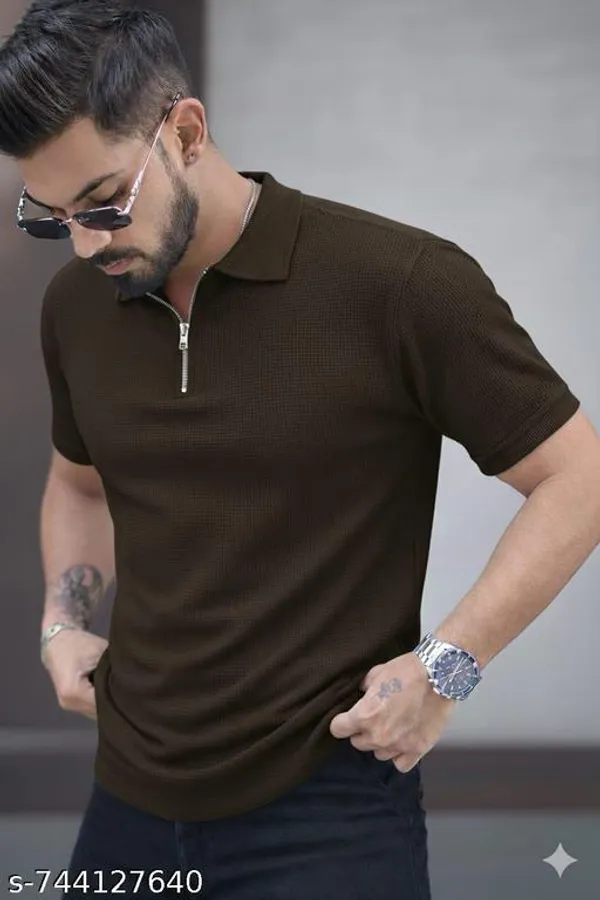 Light_Brown_Cotton_Blend_Premium_T_Shirt_For_Men